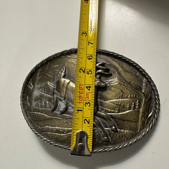 VTG 1980 The Great American Buckle Co #472 Brass Deer 3.5 x 2.5” Oval Buckle - Picture 8 of 8